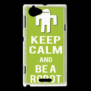 Coque Sony Xperia L Keep Calm Be a Robot Vert pomme