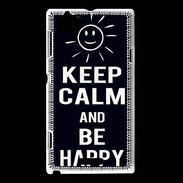 Coque Sony Xperia L Keep Calm Be Happy Noir