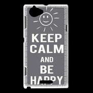 Coque Sony Xperia L Keep Calm Be Happy Gris