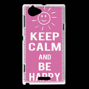 Coque Sony Xperia L Keep Calm Be Happy Rose