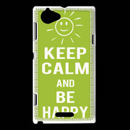 Coque Sony Xperia L Keep Calm Be Happy Vert pomme