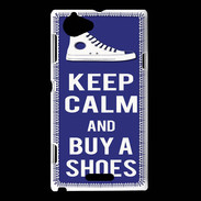 Coque Sony Xperia L Keep Calm Buy Shoes Bleu