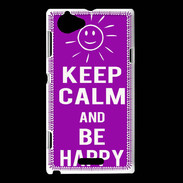 Coque Sony Xperia L Keep Calm Be Happy Violet