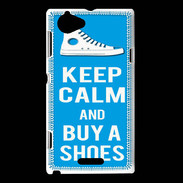 Coque Sony Xperia L Keep Calm Buy Shoes Cyan 
