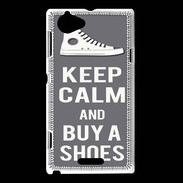 Coque Sony Xperia L Keep Calm Buy Shoes Gris