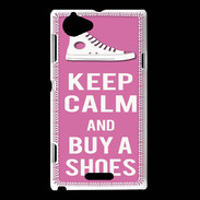Coque Sony Xperia L Keep Calm Buy Shoes Rose
