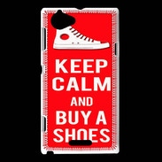 Coque Sony Xperia L Keep Calm Buy Shoes Rouge