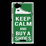 Coque Sony Xperia L Keep Calm Buy Shoes Vert