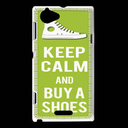 Coque Sony Xperia L Keep Calm Buy Shoes Vert Pomme