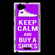 Coque Sony Xperia L Keep Calm Buy Shoes Violet