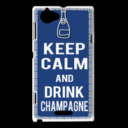 Coque Sony Xperia L Keep Calm Drink Champagne Bleu