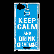 Coque Sony Xperia L Keep Calm Drink champagne Cyan