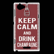 Coque Sony Xperia L Keep Calm Drink Champagne Brique