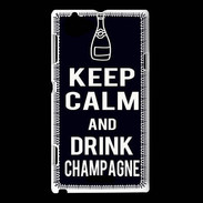 Coque Sony Xperia L Keep Calm Drink champagne Noir