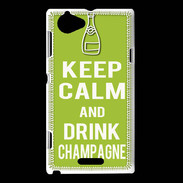 Coque Sony Xperia L Keep Calm Drink champagne Vert pomme