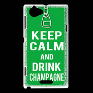 Coque Sony Xperia L Keep Calm Drink champagne Vert