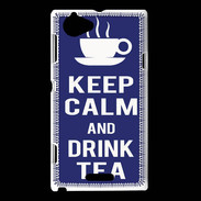 Coque Sony Xperia L Keep Calm Drink Tea Bleu