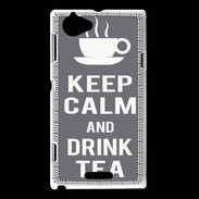 Coque Sony Xperia L Keep Calm Drink Tea Gris