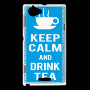 Coque Sony Xperia L Keep Calm Drink Tea Cyan