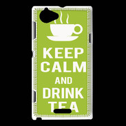 Coque Sony Xperia L Keep Calm Drink Tea Vert pomme