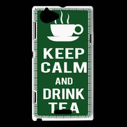 Coque Sony Xperia L Keep Calm Drink Tea Vert