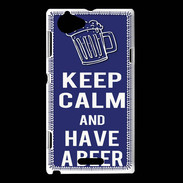 Coque Sony Xperia L Keep Calm Have a beer Bleu