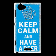 Coque Sony Xperia L Keep Calm Have a beer Cyan