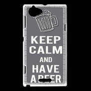 Coque Sony Xperia L Keep Calm Have a beer Gris