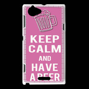 Coque Sony Xperia L Keep Calm Have a beer Rose