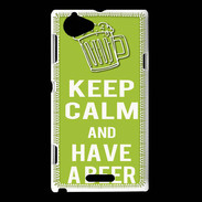 Coque Sony Xperia L Keep Calm Have a beer Vert pomme
