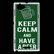 Coque Sony Xperia L Keep Calm Have a beer Vert