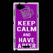 Coque Sony Xperia L Keep Calm Have a beer Violet