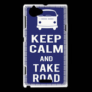 Coque Sony Xperia L Keep Calm Take road Bleu