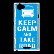 Coque Sony Xperia L Keep Calm Take Road Cyan