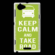 Coque Sony Xperia L Keep Calm Take road Vert pomme