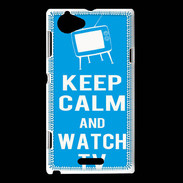 Coque Sony Xperia L Keep Calm Watch TV Cyan