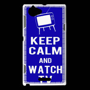 Coque Sony Xperia L Keep Calm Watch TV Bleu