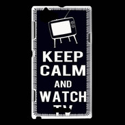 Coque Sony Xperia L Keep Calm Watch TV Noir