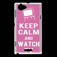 Coque Sony Xperia L Keep Calm Watch TV Rose