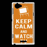 Coque Sony Xperia L Keep Calm Watch TV Orange