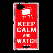 Coque Sony Xperia L Keep Calm Watch TV Rouge