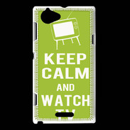 Coque Sony Xperia L Keep Calm Watch TV Vert pomme