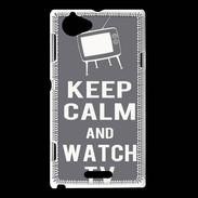 Coque Sony Xperia L Keep Calm Watch TV Gris