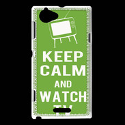 Coque Sony Xperia L Keep Calm Watch TV Vert
