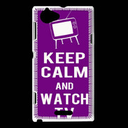 Coque Sony Xperia L Keep Calm Watch TV Violet