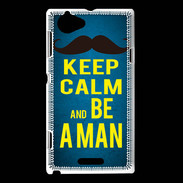 Coque Sony Xperia L Keep Calm Be a Man Bleu