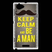 Coque Sony Xperia L Keep Calm Be a Man Gris