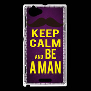 Coque Sony Xperia L Keep Calm Be a Man Violet