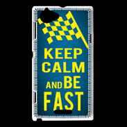 Coque Sony Xperia L Keep Calm and Be Fast Bleu