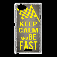 Coque Sony Xperia L Keep Calm and Be Fast Gris